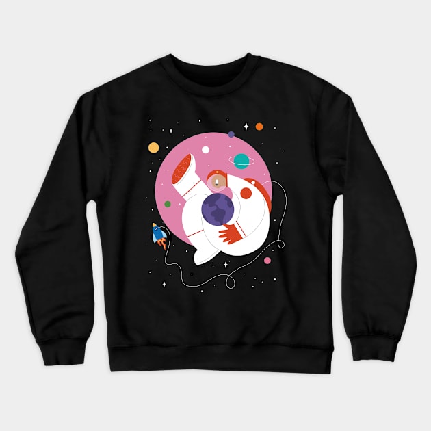 The astronaut Crewneck Sweatshirt by damppstudio